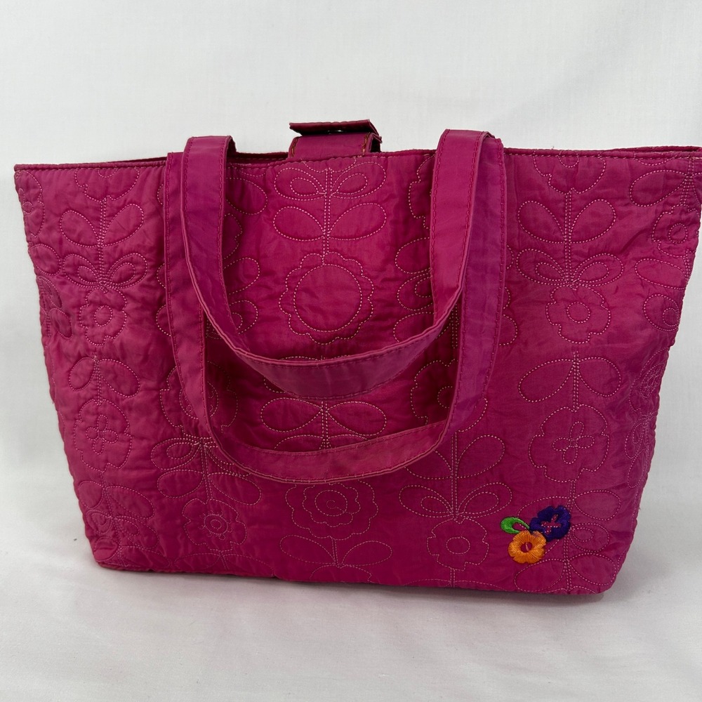 Y2K Vintage Pink Quilted Floral Embroidered Tote Bag Everyday Shopper